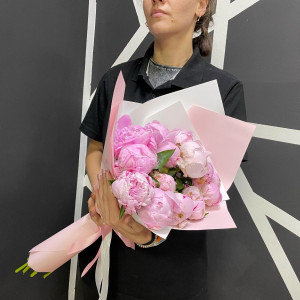 Букет Сезон розовые пионы - (Бабл гам) 15 шт. ХИТ